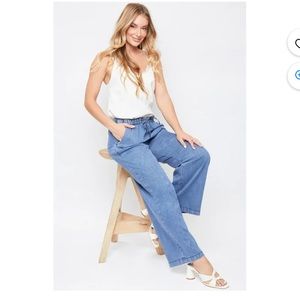 Newport News Jeanology 100% Cotton Drawstring Elastic Waist Pants